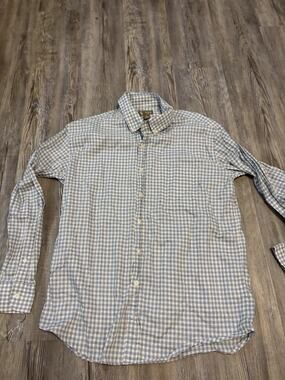 TSG Button Down Shirt Men Size L Blue White Gingham Check Cotton Casual222